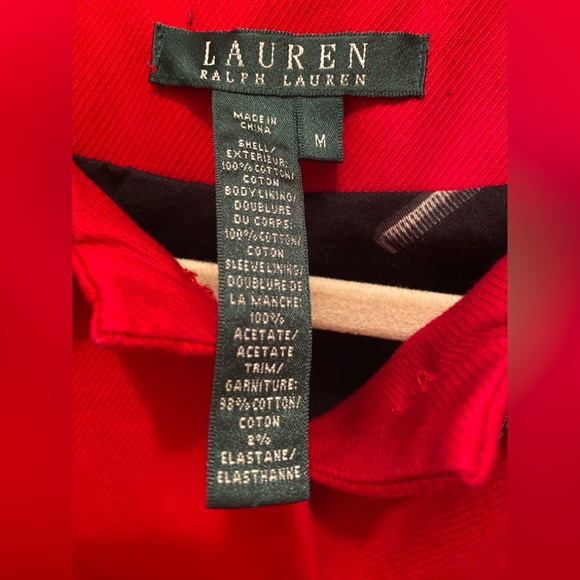 Lauren Ralph Lauren Medium Red Equestrian Style Coat with Black Collar Like New. - Picture 9 of 14